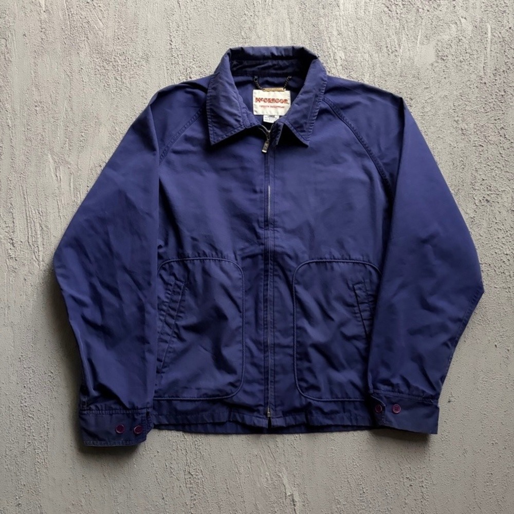 Vintage McGregor Harrington Jacket Large Blue 1980s Full Zip Lightweight
